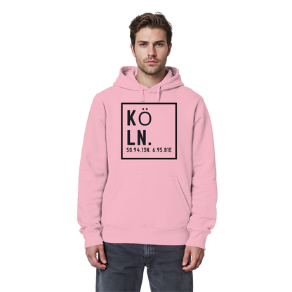 Köln Koordinaten (großer Druck auf der Brust) - Organic Basic Hoodie