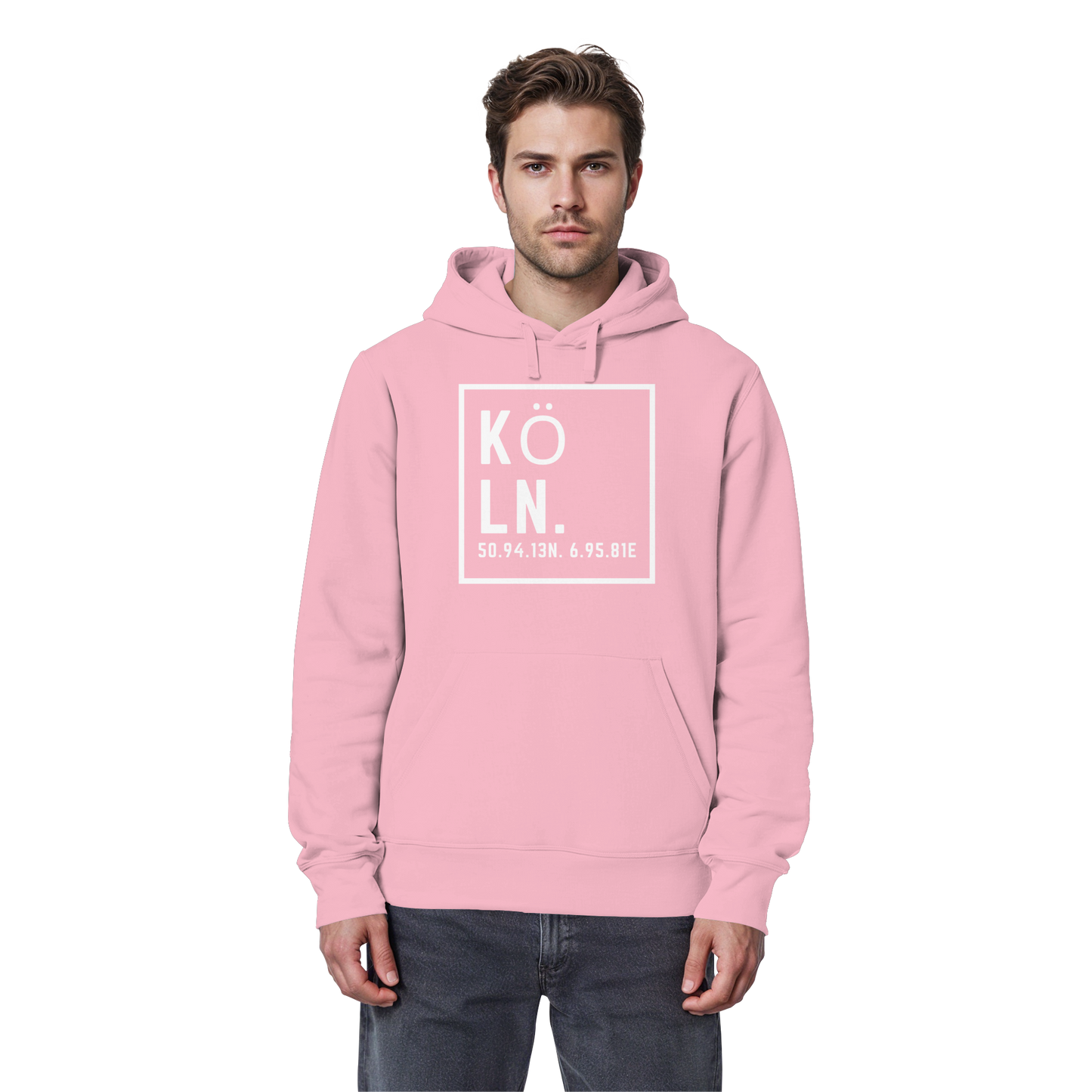 Köln Koordinaten (großer Druck auf der Brust) - Organic Basic Hoodie