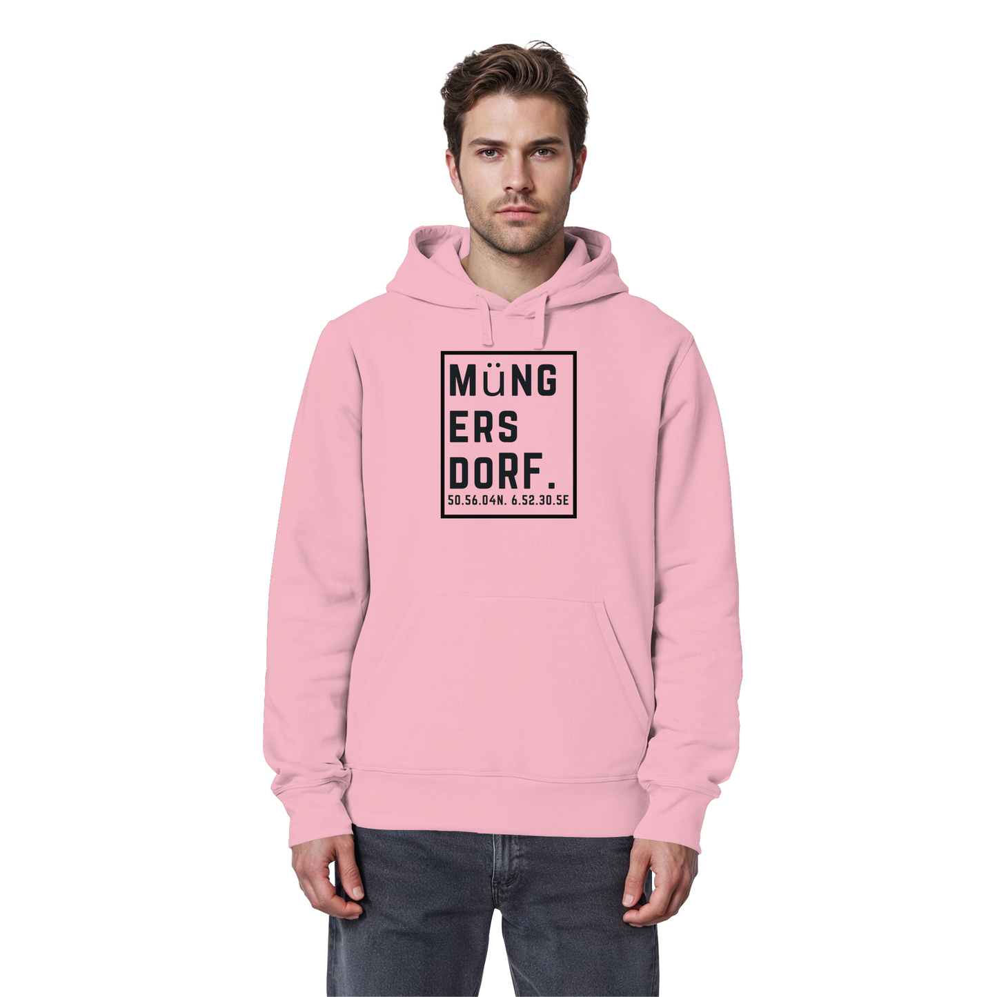 Müngersdorf Koordinaten (großer Druck auf der Brust) - Organic Basic Hoodie