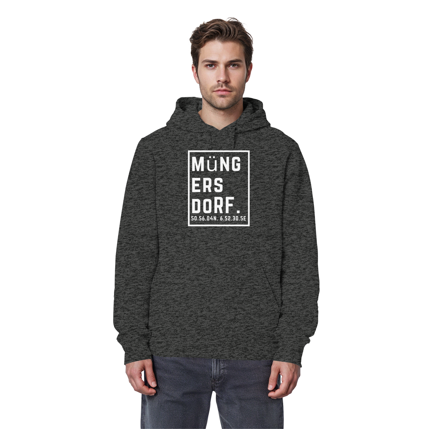 Müngersdorf Koordinaten (großer Druck auf der Brust) - Organic Basic Hoodie