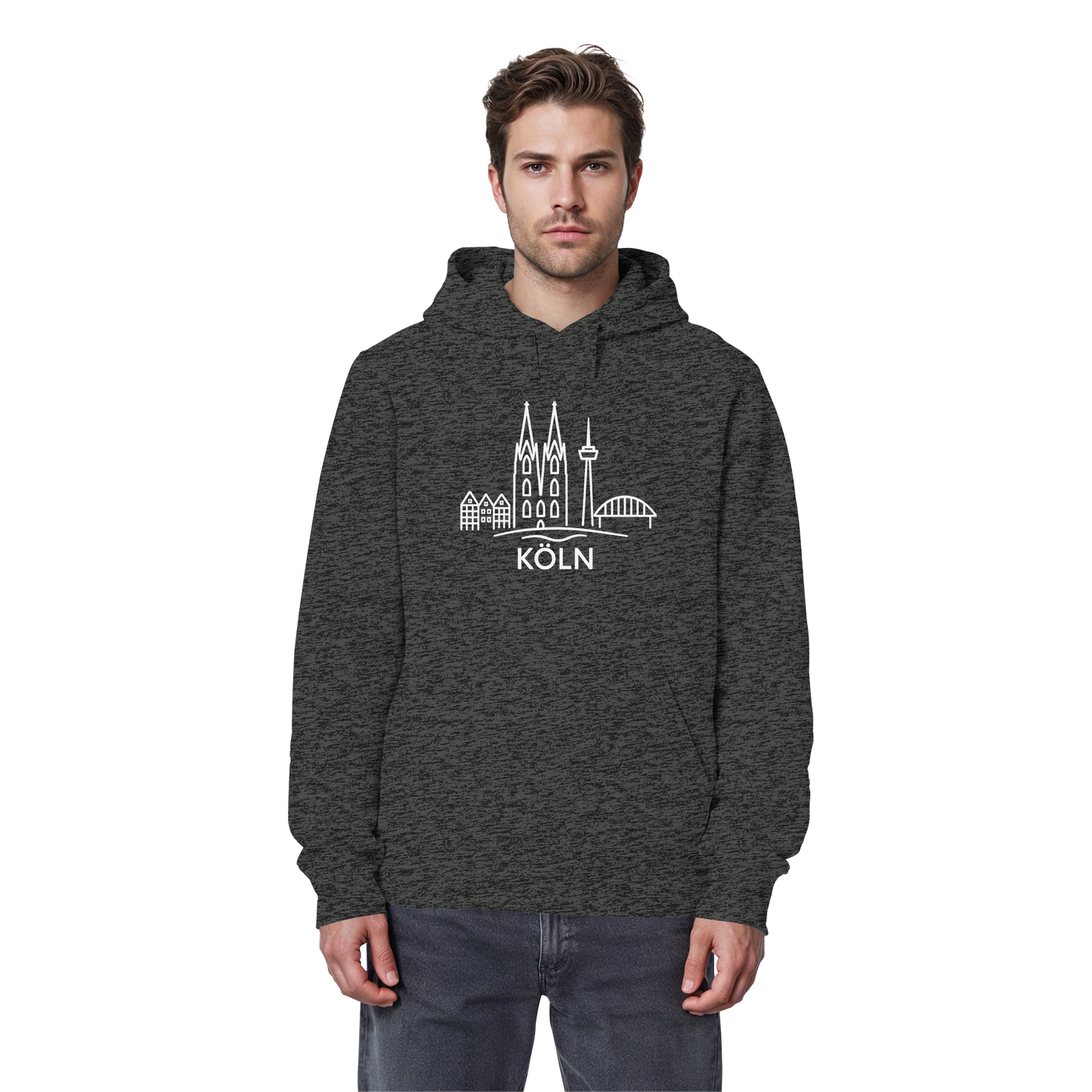 Köln Skyline (großer Druck auf der Brust) - Organic Basic Hoodie