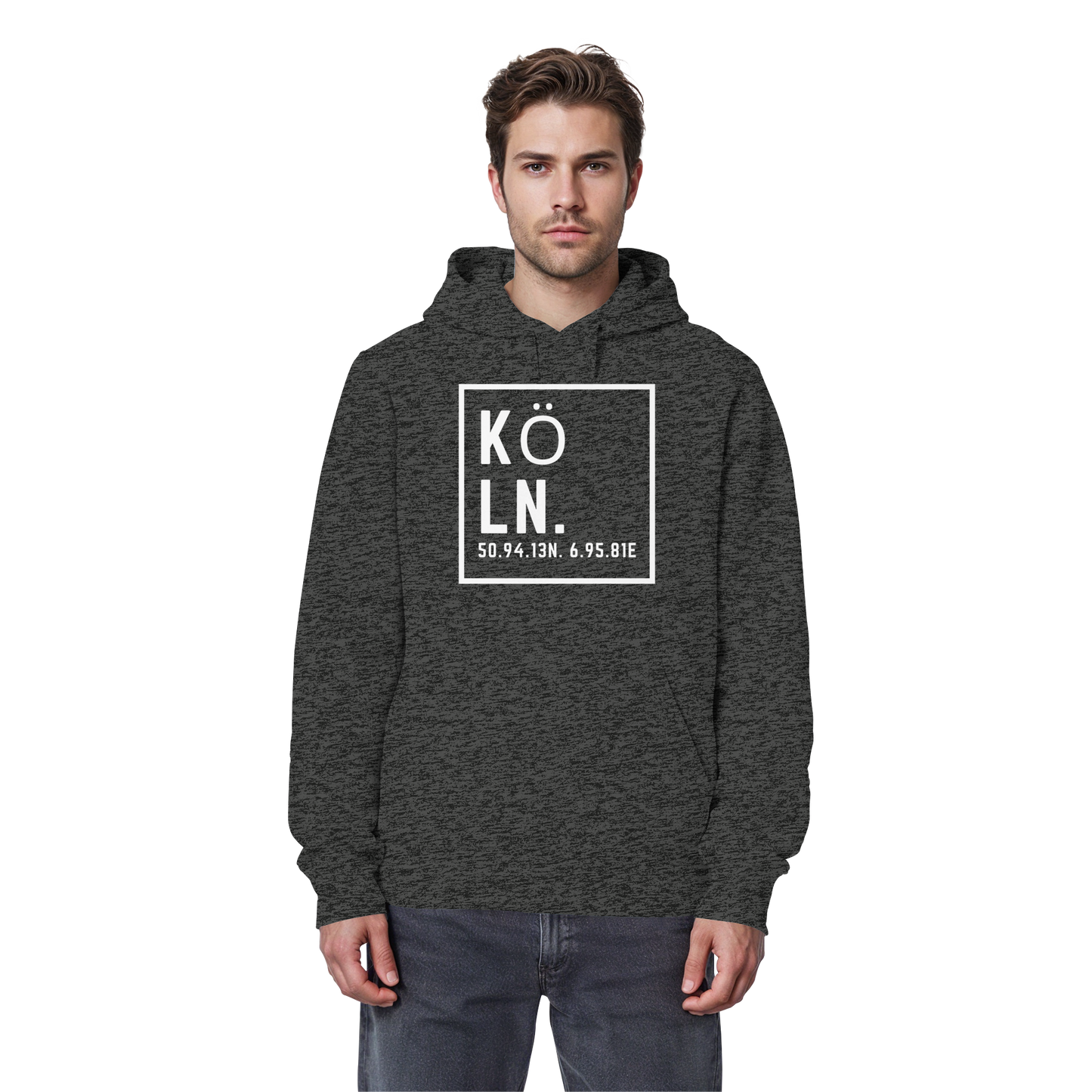 Köln Koordinaten (großer Druck auf der Brust) - Organic Basic Hoodie