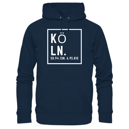 Köln Koordinaten (großer Druck auf der Brust) - Organic Basic Hoodie