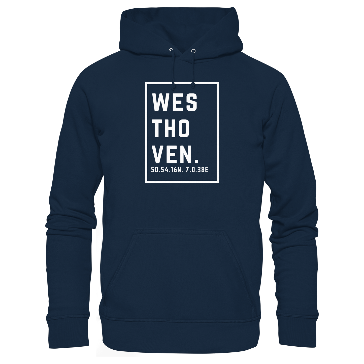 Westhoven Koordinaten (großer Druck auf der Brust) - Organic Basic Hoodie
