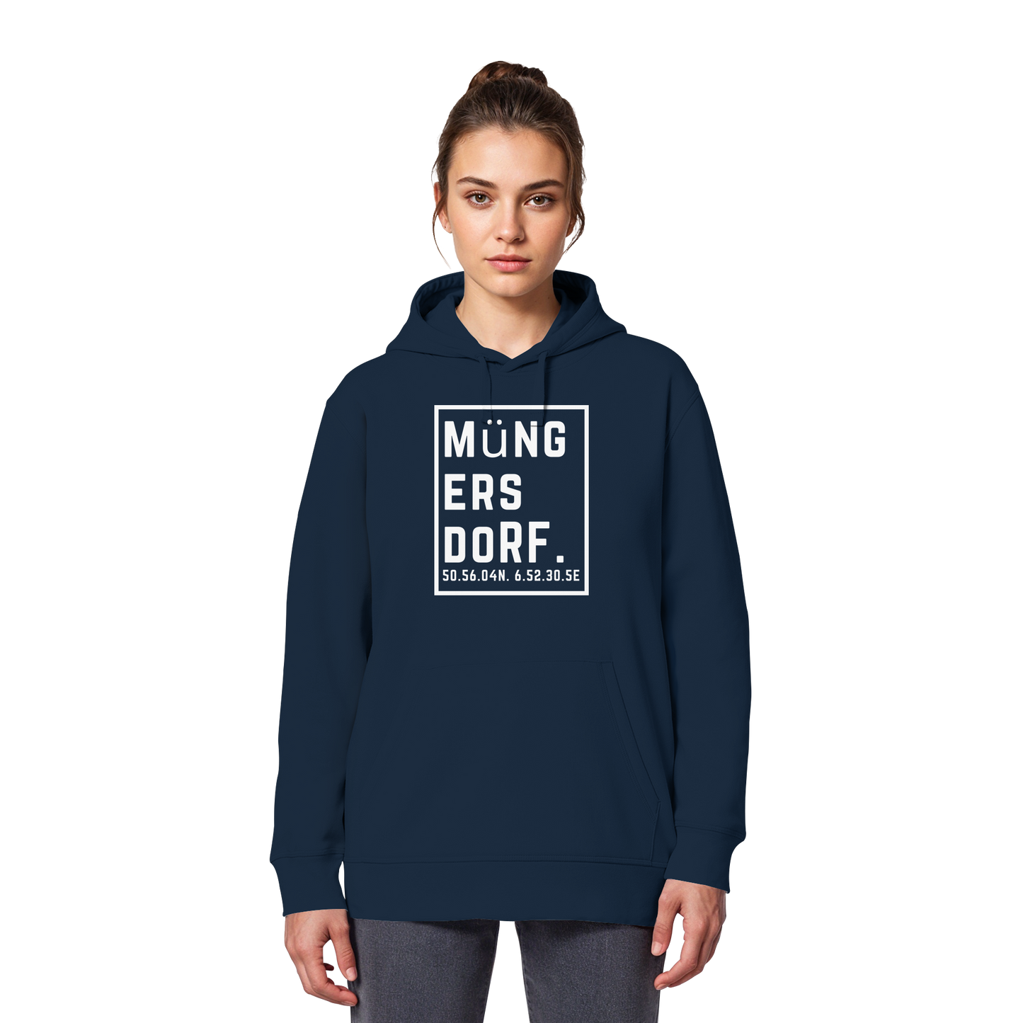 Müngersdorf Koordinaten (großer Druck auf der Brust) - Organic Basic Hoodie