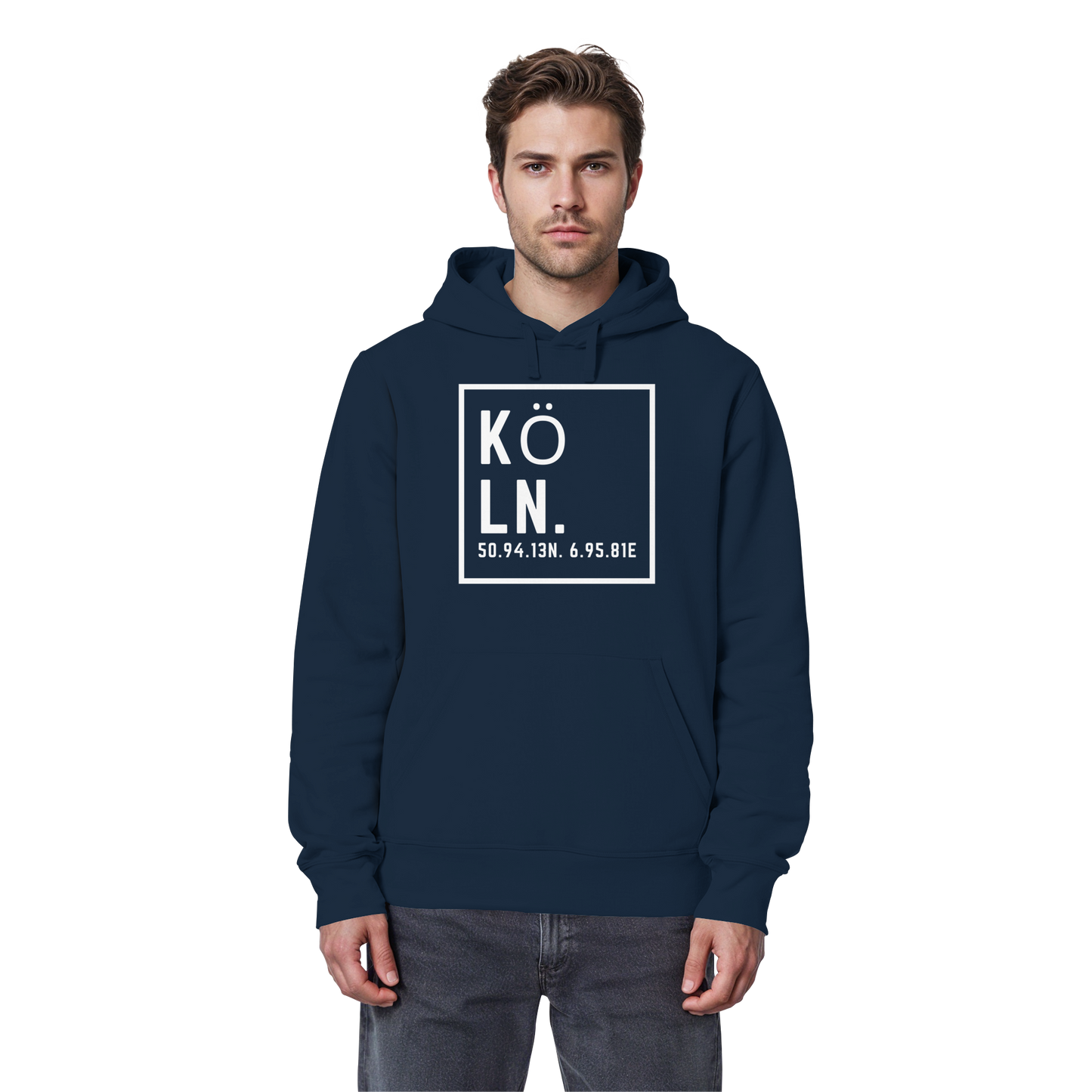 Köln Koordinaten (großer Druck auf der Brust) - Organic Basic Hoodie