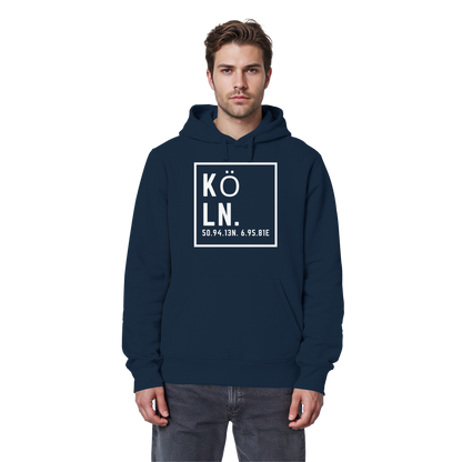 Köln Koordinaten (großer Druck auf der Brust) - Organic Basic Hoodie