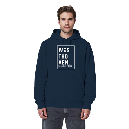 Westhoven Koordinaten (großer Druck auf der Brust) - Organic Basic Hoodie