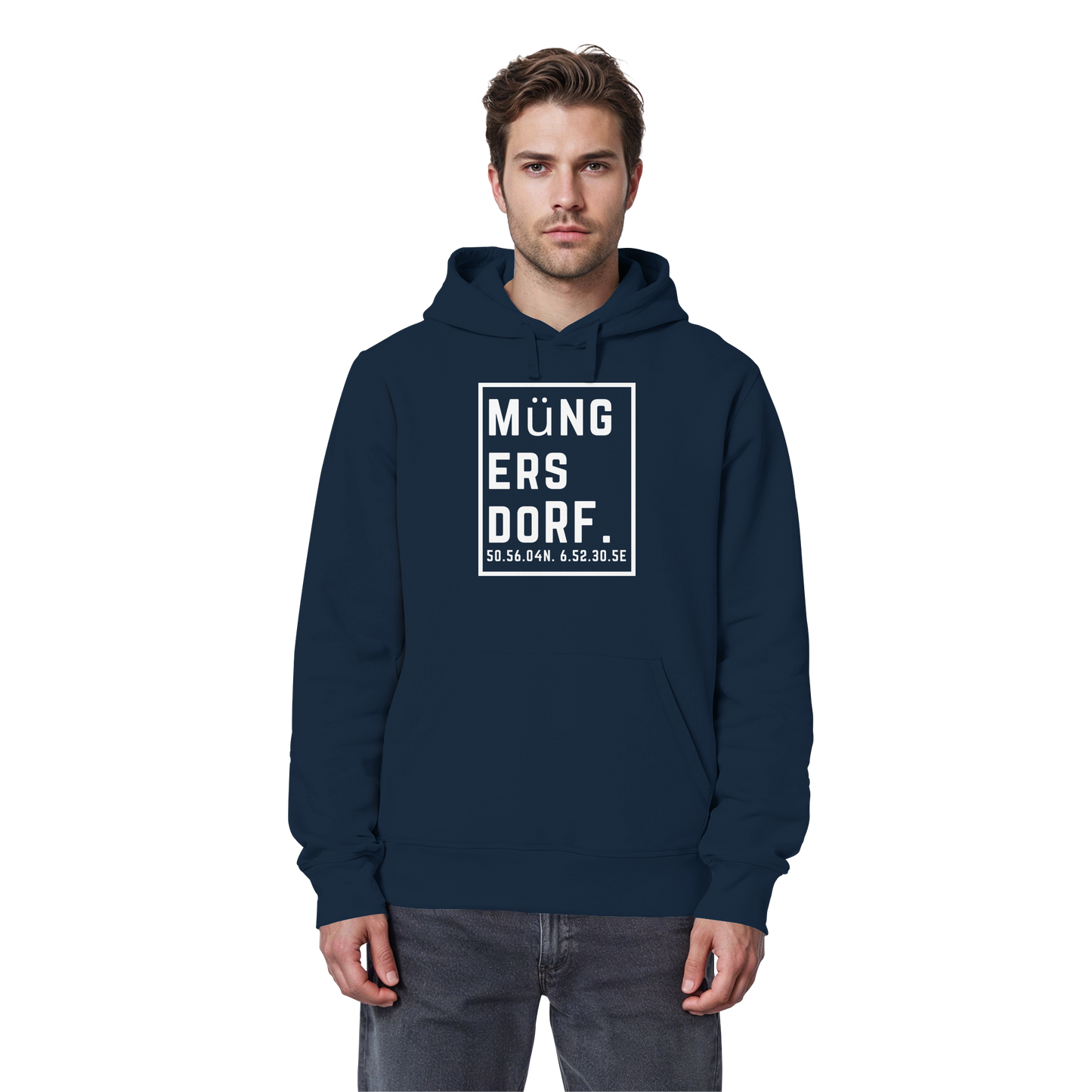 Müngersdorf Koordinaten (großer Druck auf der Brust) - Organic Basic Hoodie