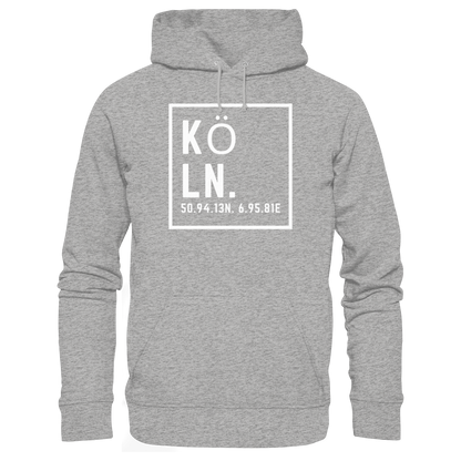 Köln Koordinaten (großer Druck auf der Brust) - Organic Basic Hoodie