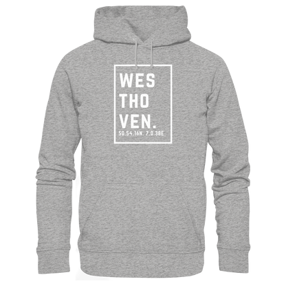 Westhoven Koordinaten (großer Druck auf der Brust) - Organic Basic Hoodie