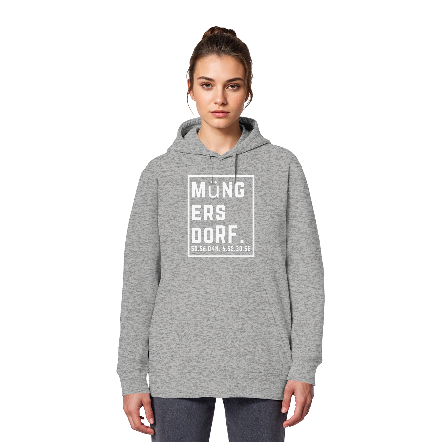 Müngersdorf Koordinaten (großer Druck auf der Brust) - Organic Basic Hoodie