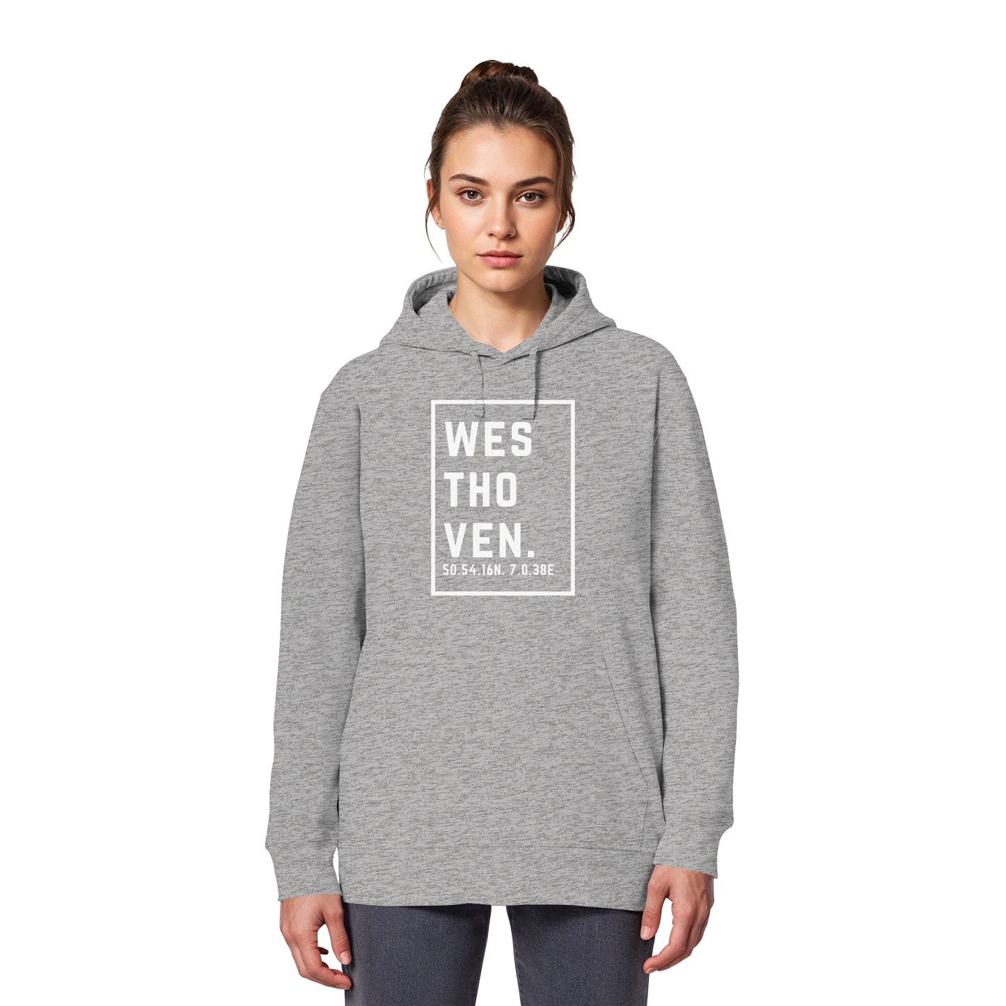 Westhoven Koordinaten (großer Druck auf der Brust) - Organic Basic Hoodie