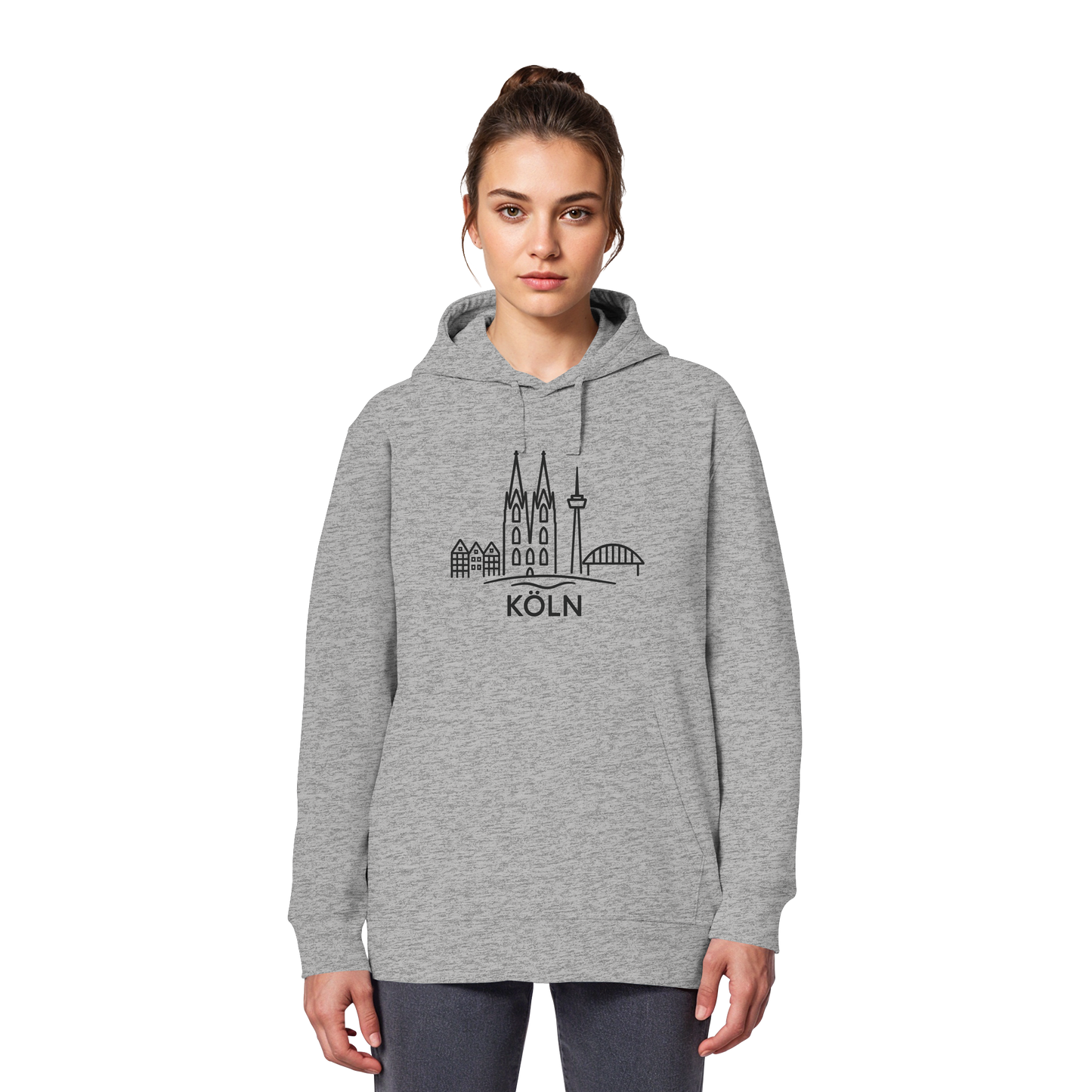 Köln Skyline (großer Druck auf der Brust) - Organic Basic Hoodie