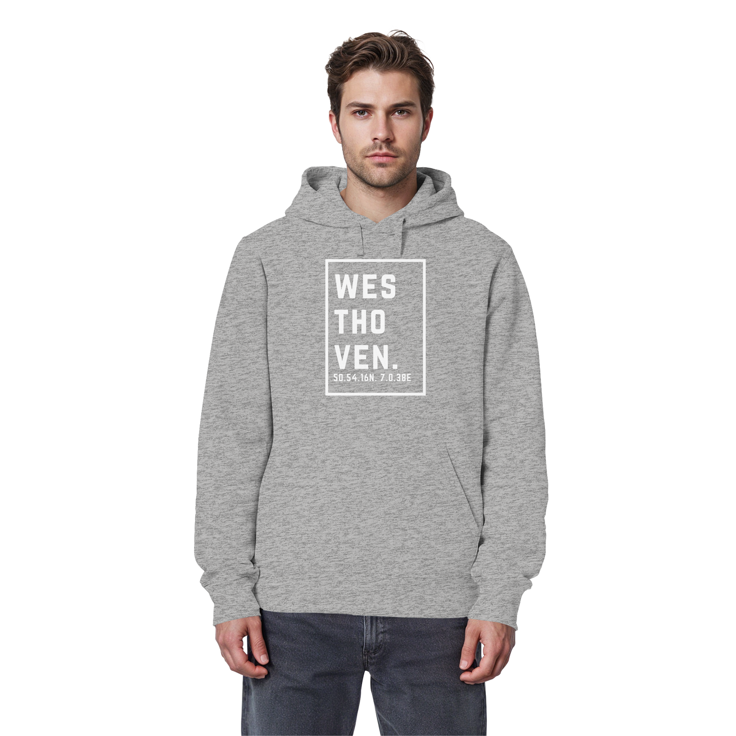 Westhoven Koordinaten (großer Druck auf der Brust) - Organic Basic Hoodie