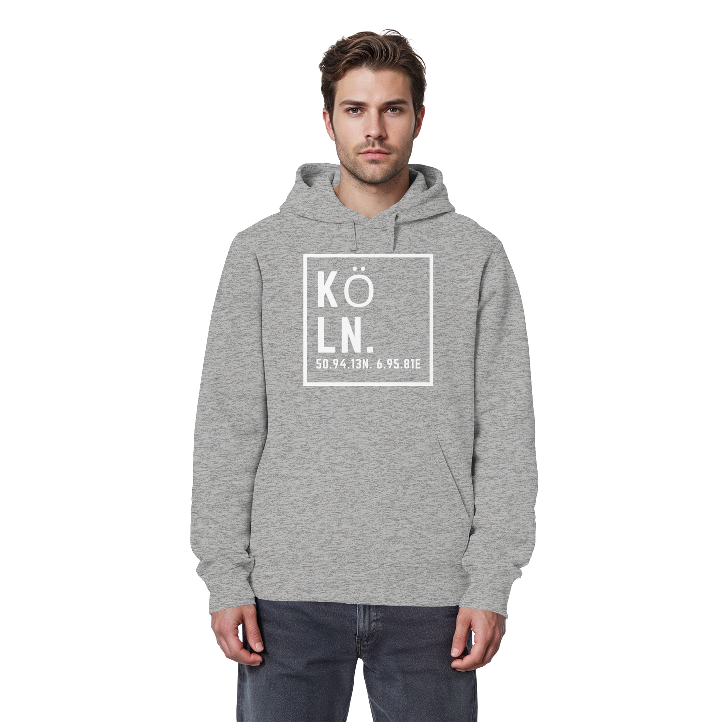 Köln Koordinaten (großer Druck auf der Brust) - Organic Basic Hoodie
