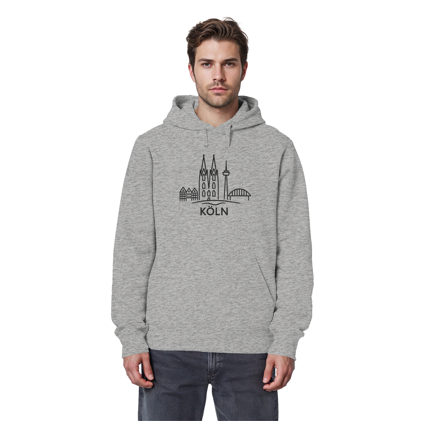 Köln Skyline (großer Druck auf der Brust) - Organic Basic Hoodie