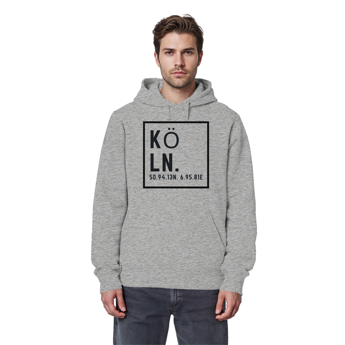 Köln Koordinaten (großer Druck auf der Brust) - Organic Basic Hoodie