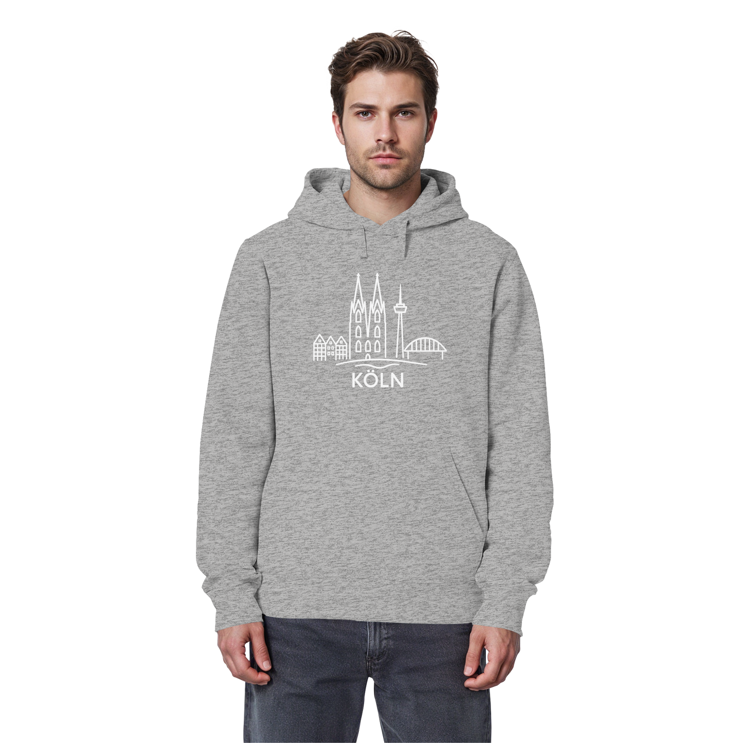 Köln Skyline (großer Druck auf der Brust) - Organic Basic Hoodie