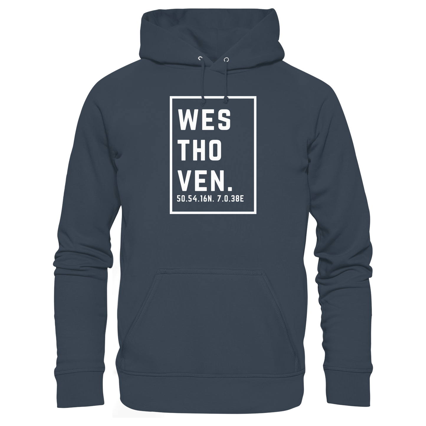 Westhoven Koordinaten (großer Druck auf der Brust) - Organic Basic Hoodie