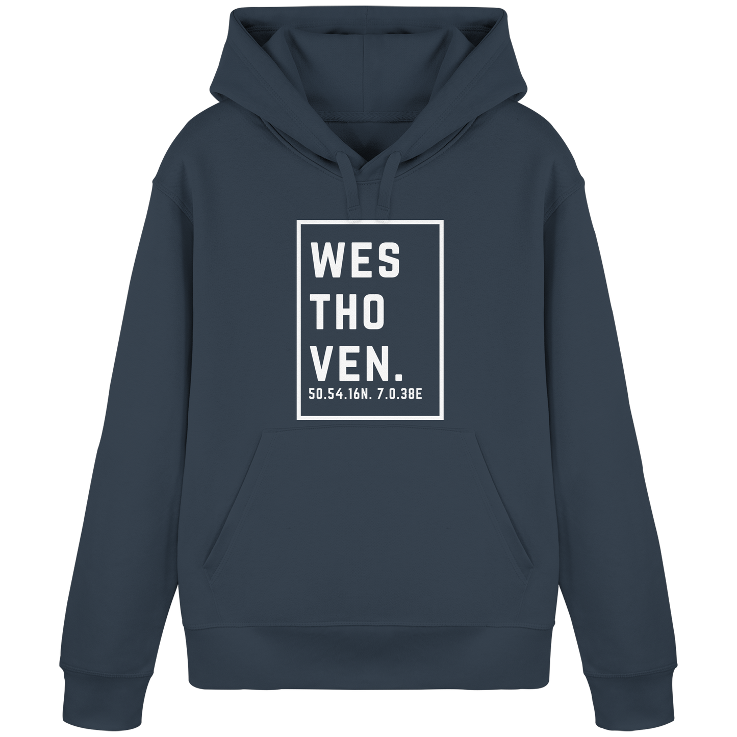 Westhoven Koordinaten (großer Druck auf der Brust) - Organic Basic Hoodie