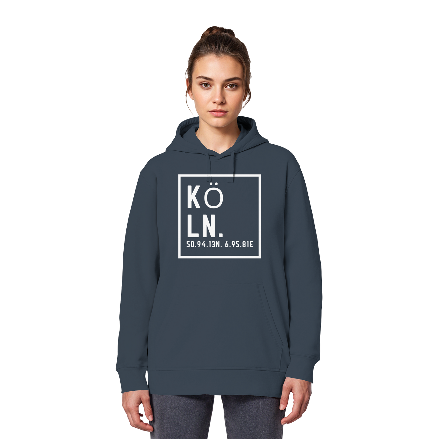 Köln Koordinaten (großer Druck auf der Brust) - Organic Basic Hoodie