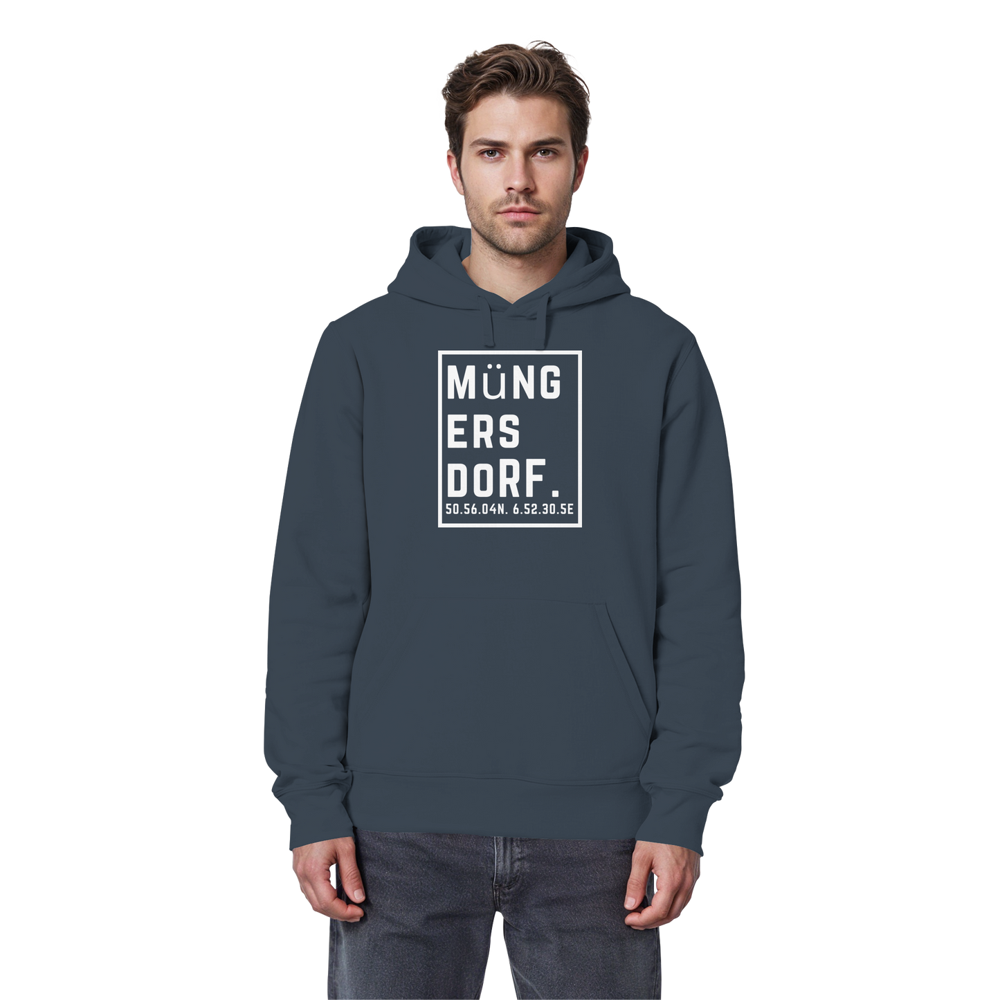 Müngersdorf Koordinaten (großer Druck auf der Brust) - Organic Basic Hoodie