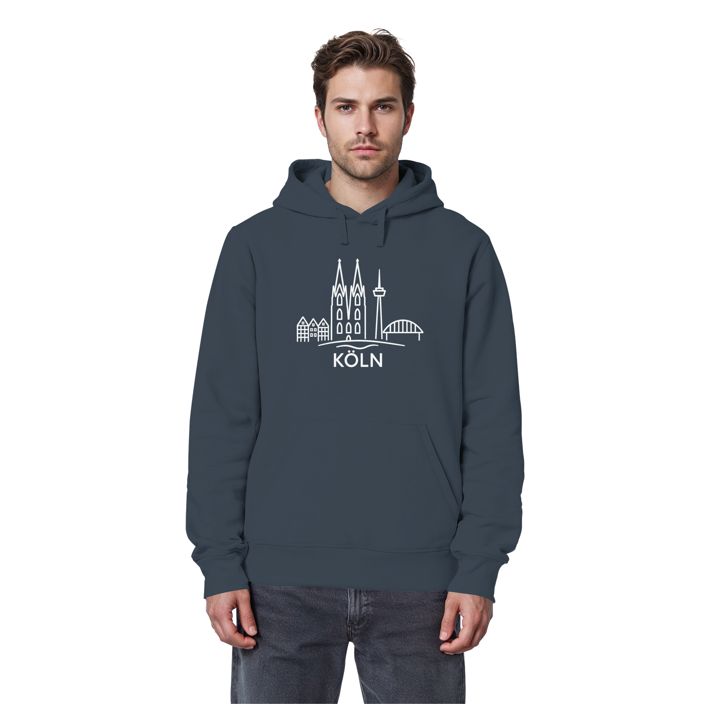 Köln Skyline (großer Druck auf der Brust) - Organic Basic Hoodie