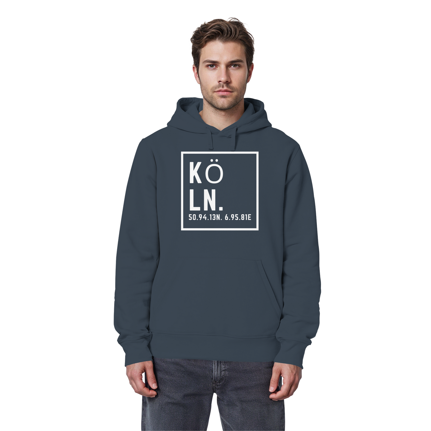 Köln Koordinaten (großer Druck auf der Brust) - Organic Basic Hoodie