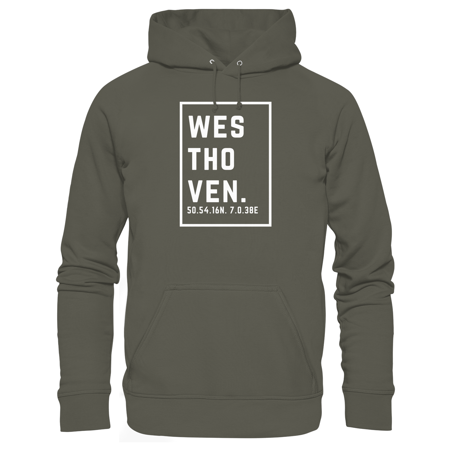 Westhoven Koordinaten (großer Druck auf der Brust) - Organic Basic Hoodie