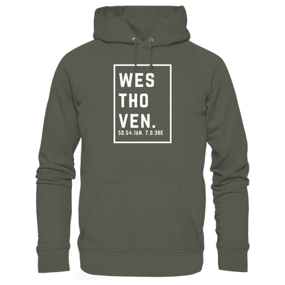 Westhoven Koordinaten (großer Druck auf der Brust) - Organic Basic Hoodie