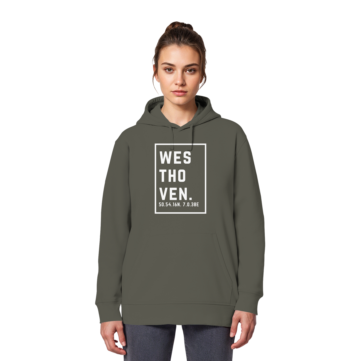 Westhoven Koordinaten (großer Druck auf der Brust) - Organic Basic Hoodie
