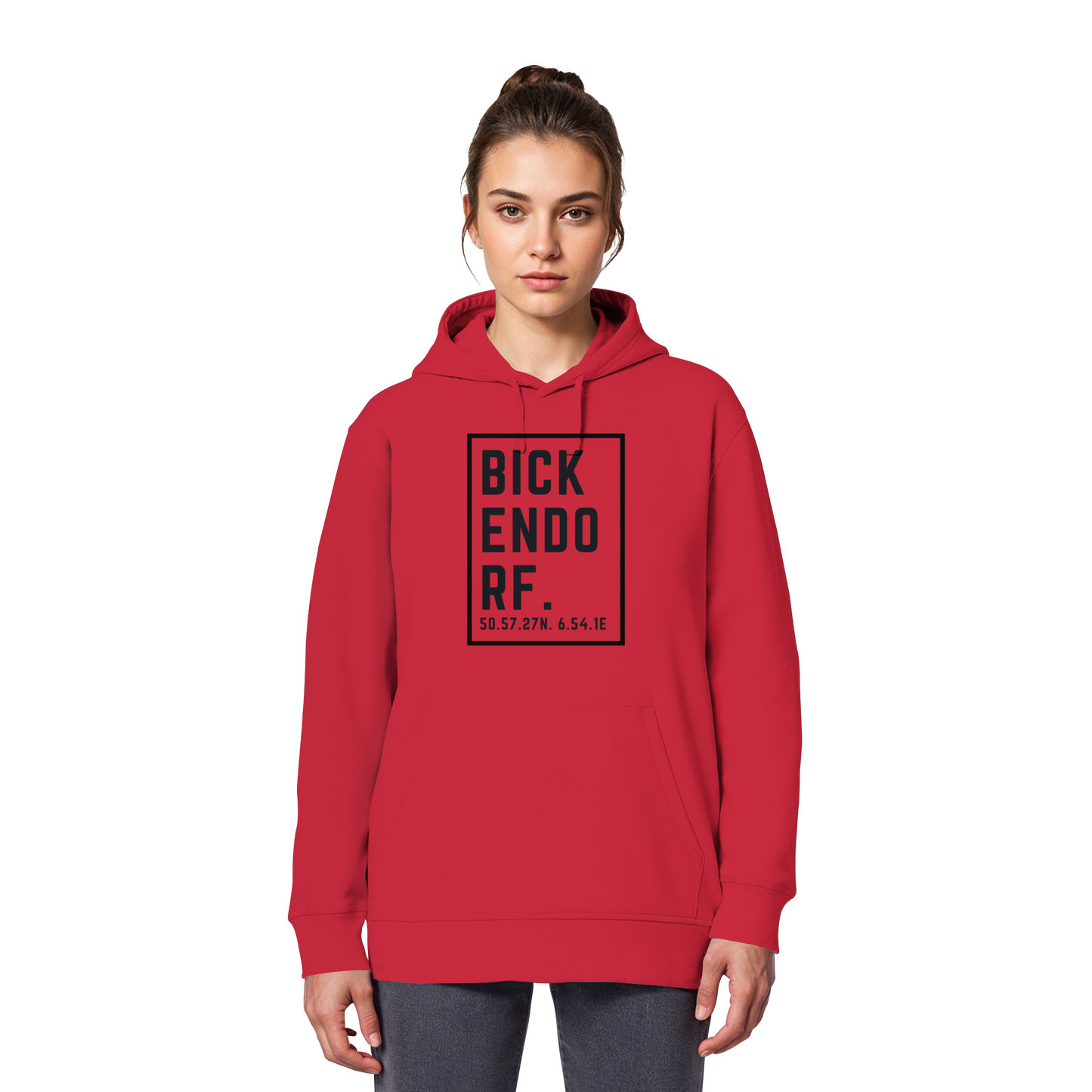 Bickendorf Koordinaten (großer Druck auf der Brust) - Organic Basic Hoodie