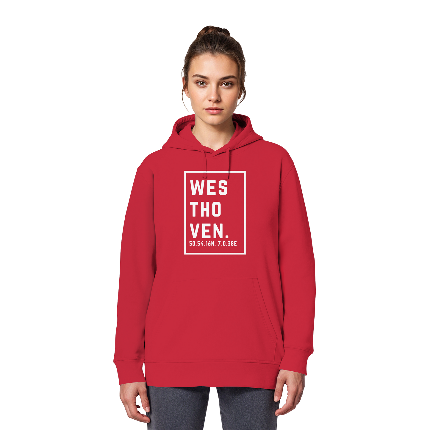 Westhoven Koordinaten (großer Druck auf der Brust) - Organic Basic Hoodie