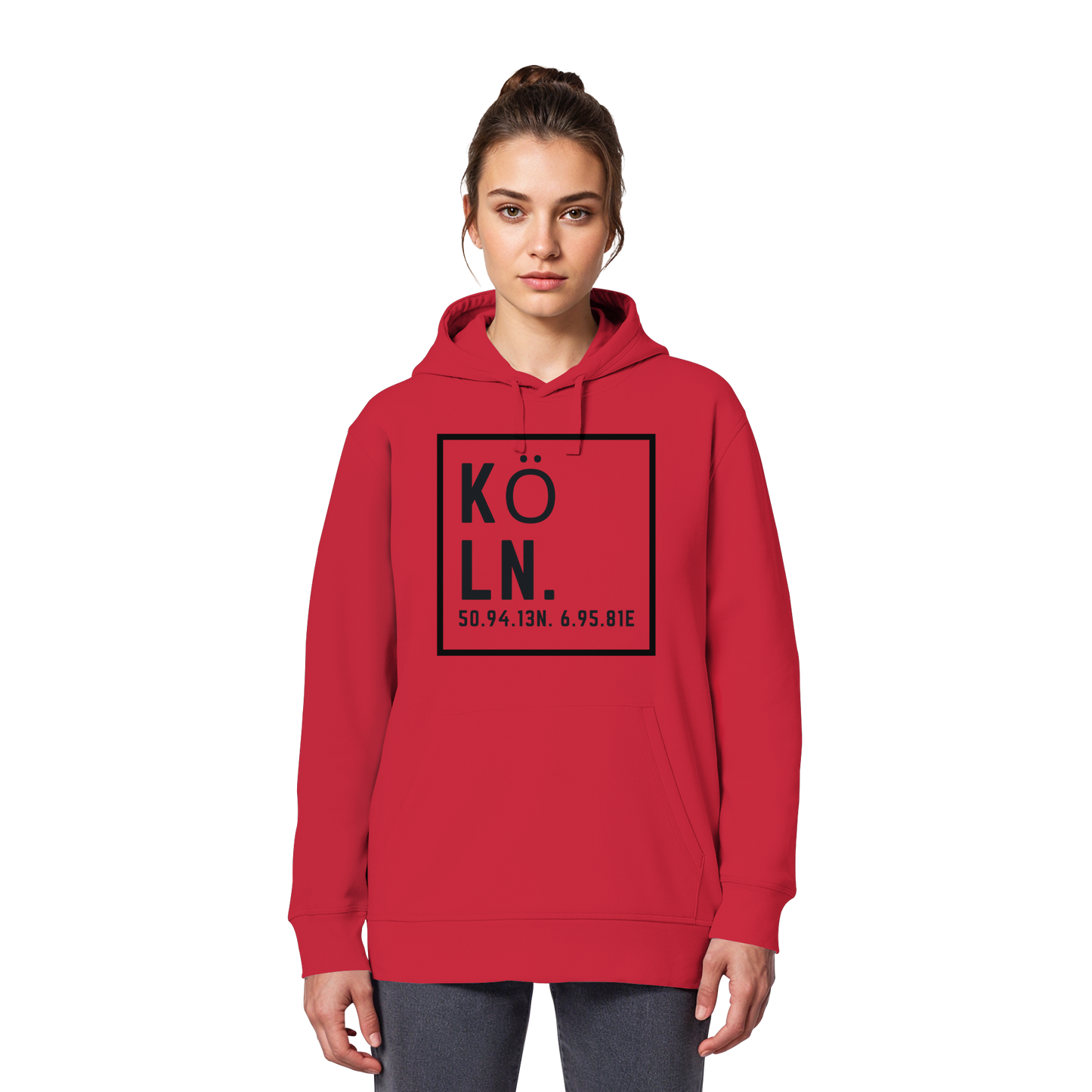 Köln Koordinaten (großer Druck auf der Brust) - Organic Basic Hoodie