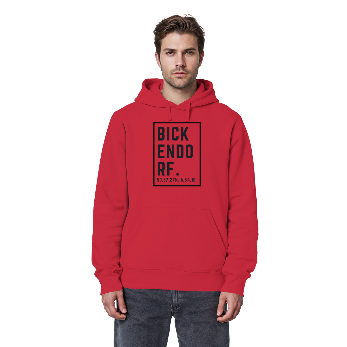 Bickendorf Koordinaten (großer Druck auf der Brust) - Organic Basic Hoodie