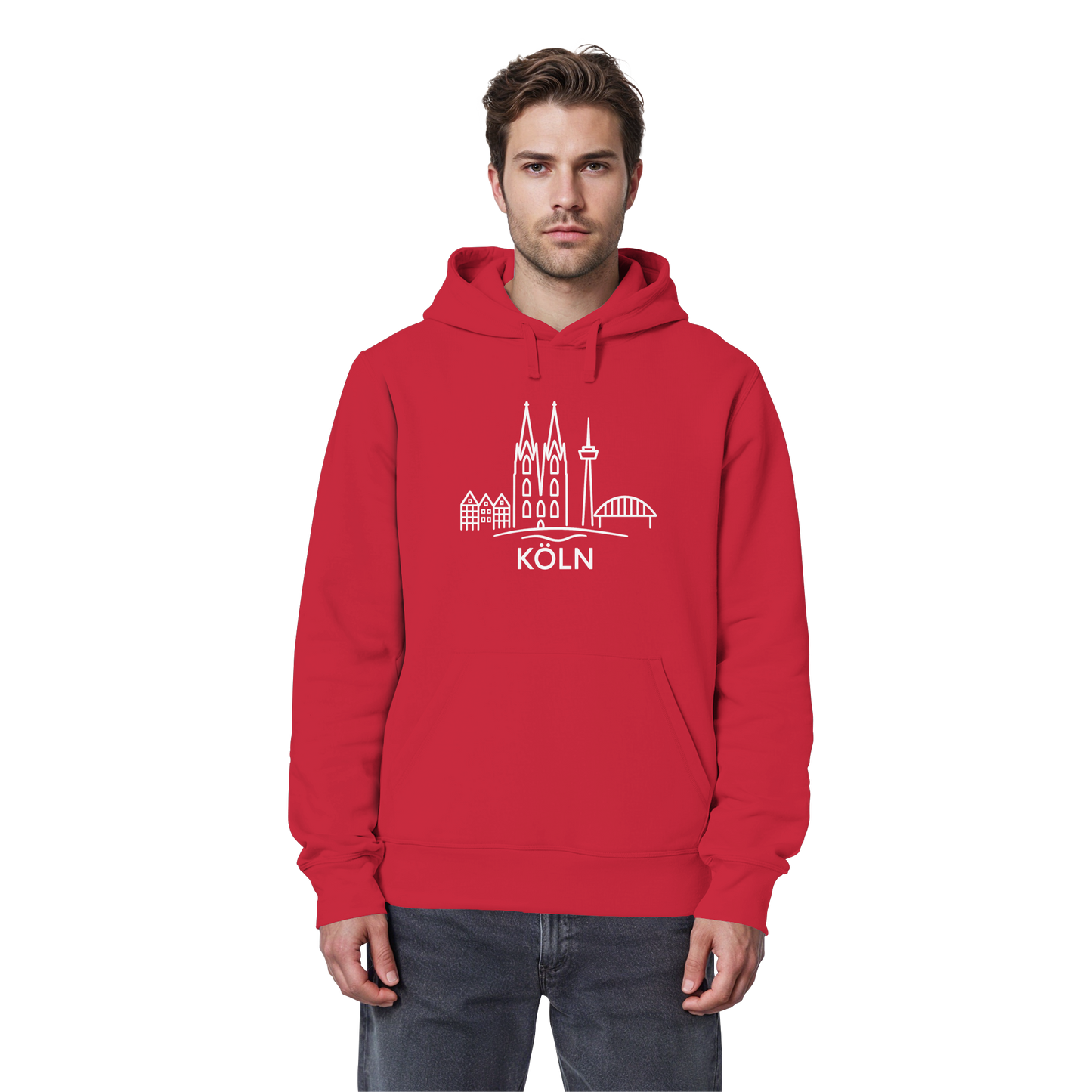 Köln Skyline (großer Druck auf der Brust) - Organic Basic Hoodie
