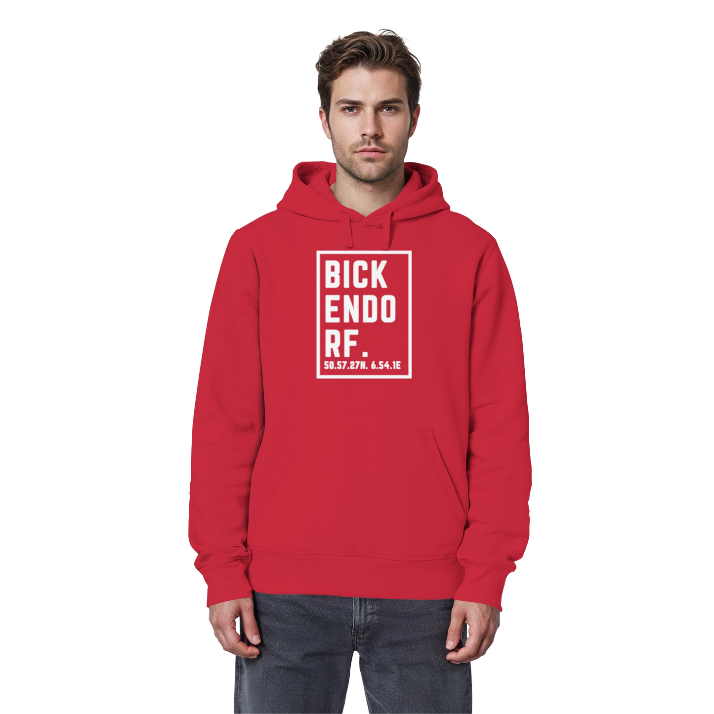 Bickendorf Koordinaten (großer Druck auf der Brust) - Organic Basic Hoodie
