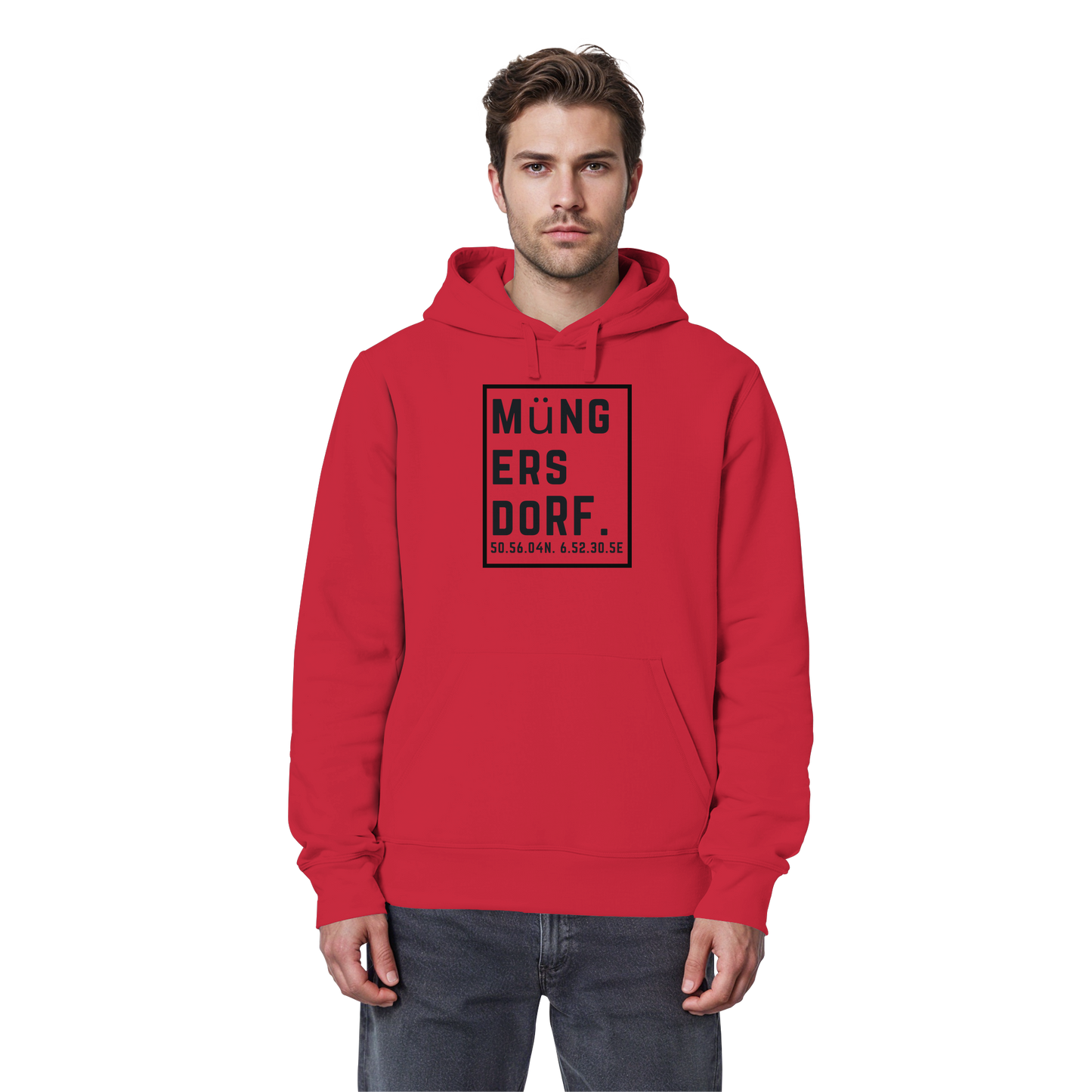 Müngersdorf Koordinaten (großer Druck auf der Brust) - Organic Basic Hoodie