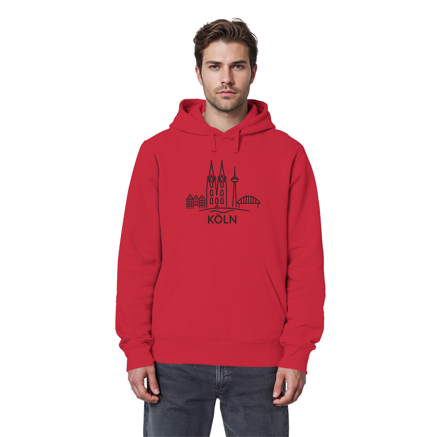 Köln Skyline (großer Druck auf der Brust) - Organic Basic Hoodie
