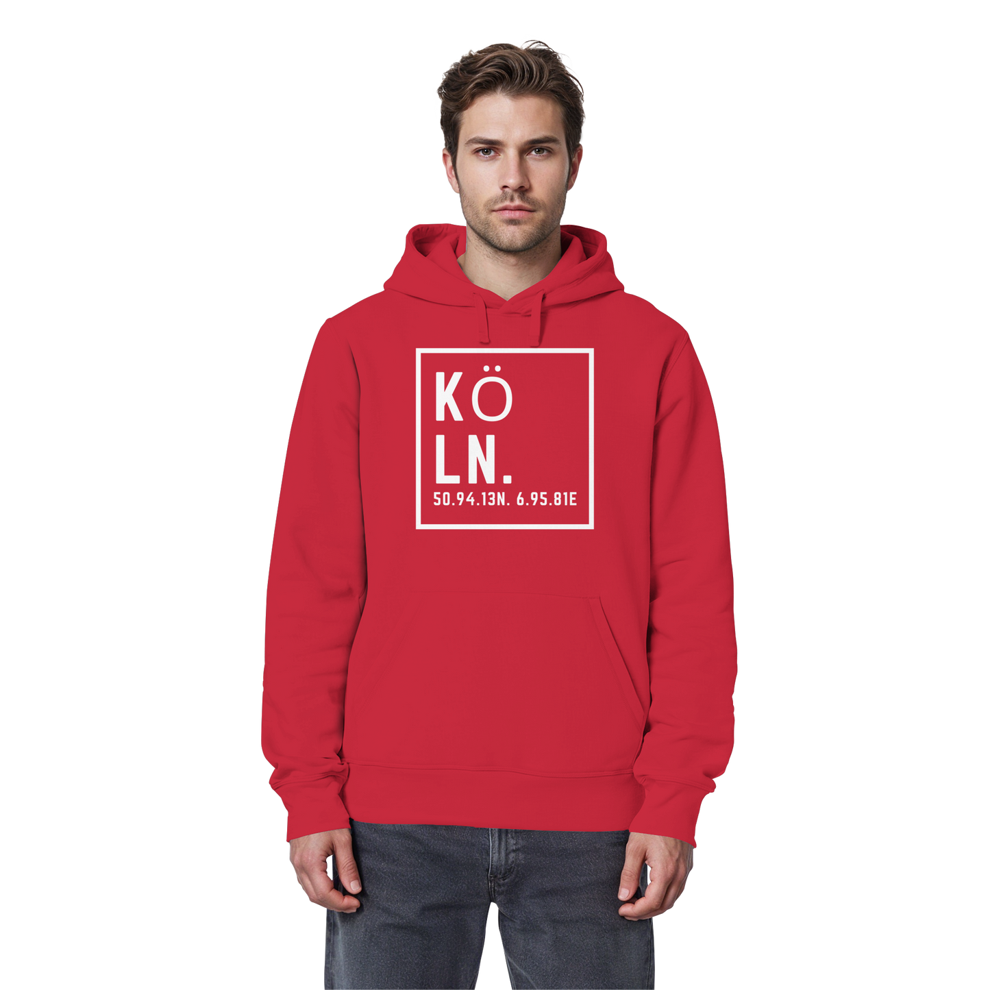 Köln Koordinaten (großer Druck auf der Brust) - Organic Basic Hoodie