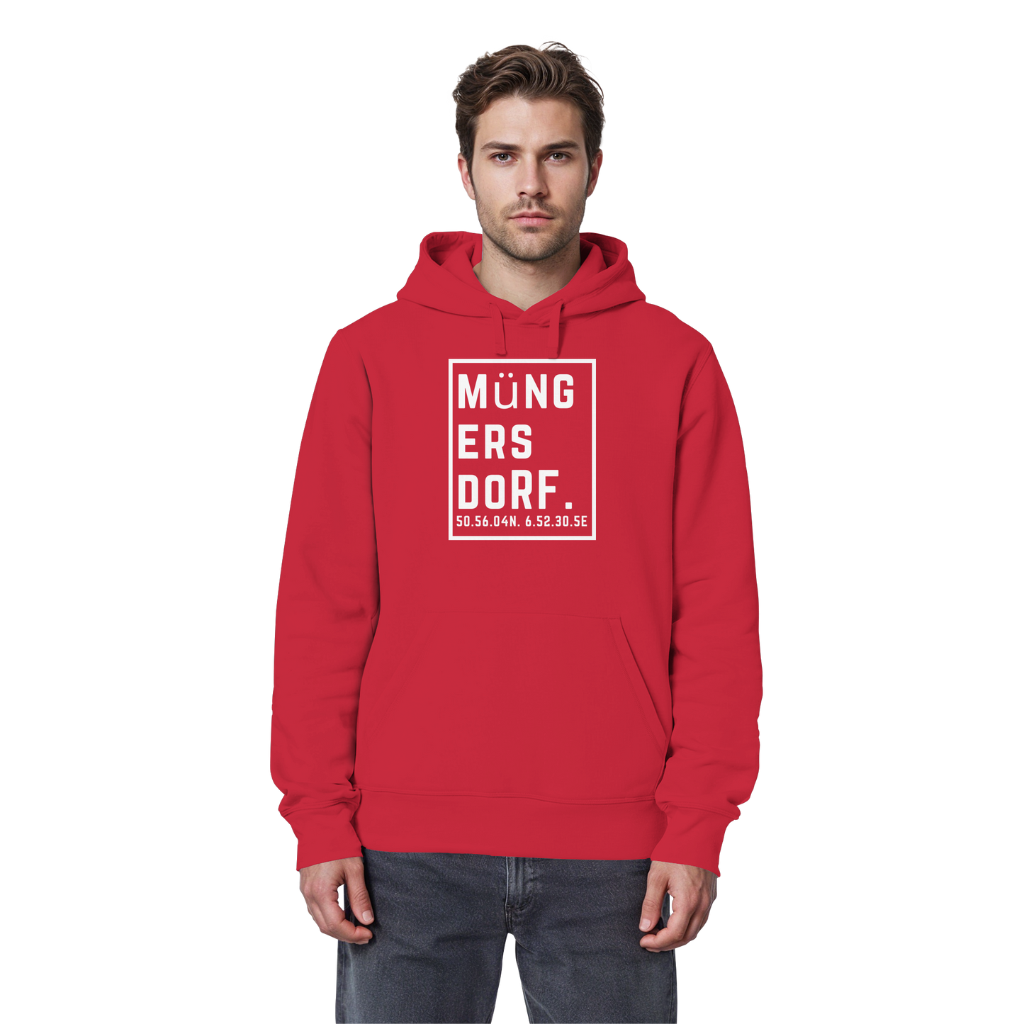 Müngersdorf Koordinaten (großer Druck auf der Brust) - Organic Basic Hoodie