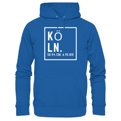 Köln Koordinaten (großer Druck auf der Brust) - Organic Basic Hoodie