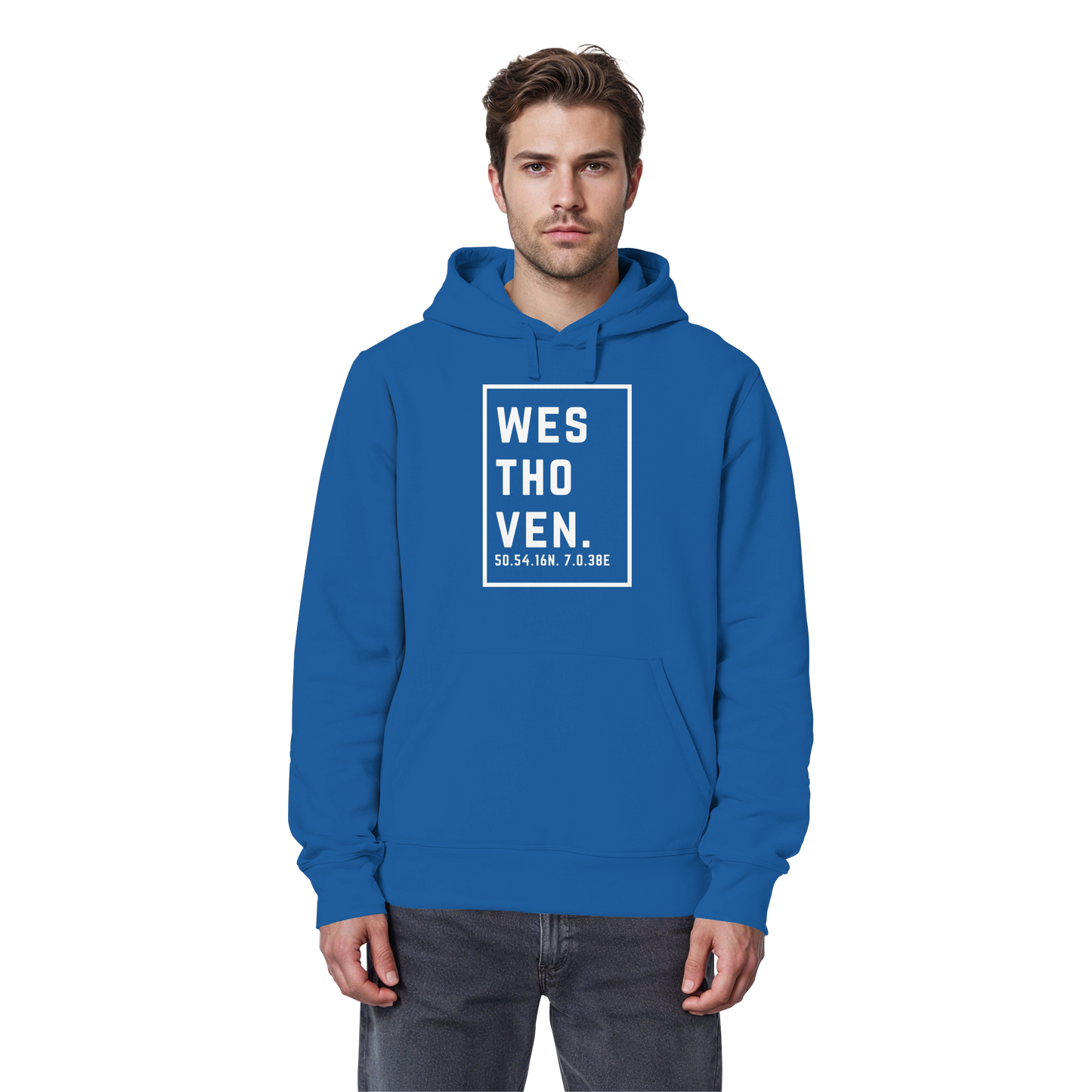 Westhoven Koordinaten (großer Druck auf der Brust) - Organic Basic Hoodie