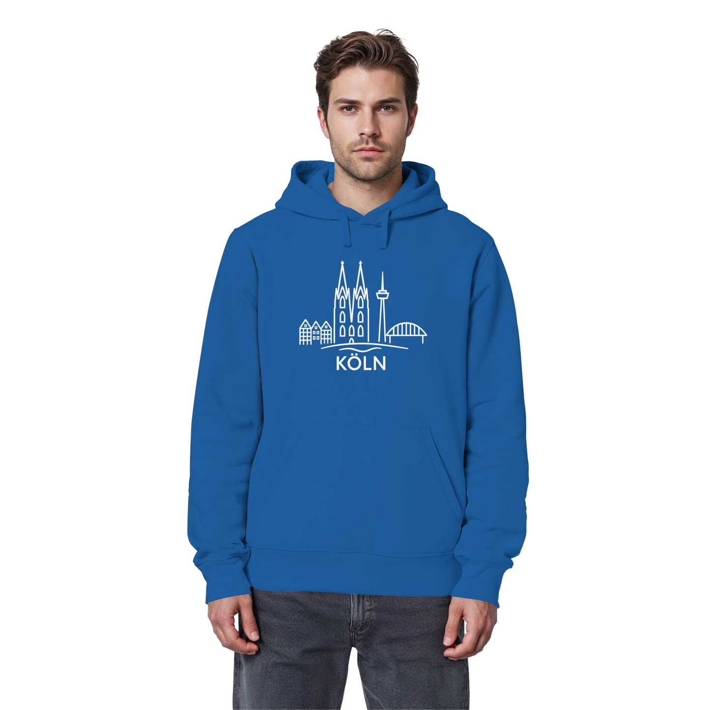 Köln Skyline (großer Druck auf der Brust) - Organic Basic Hoodie