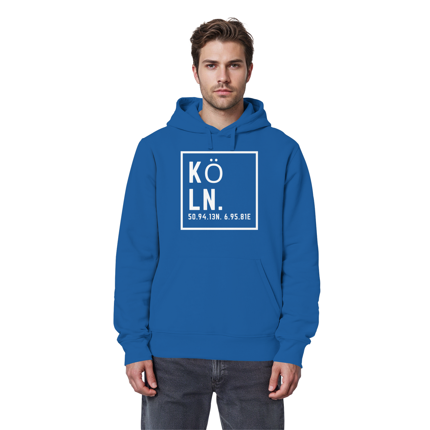 Köln Koordinaten (großer Druck auf der Brust) - Organic Basic Hoodie