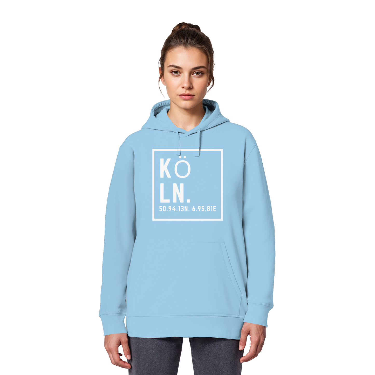 Köln Koordinaten (großer Druck auf der Brust) - Organic Basic Hoodie