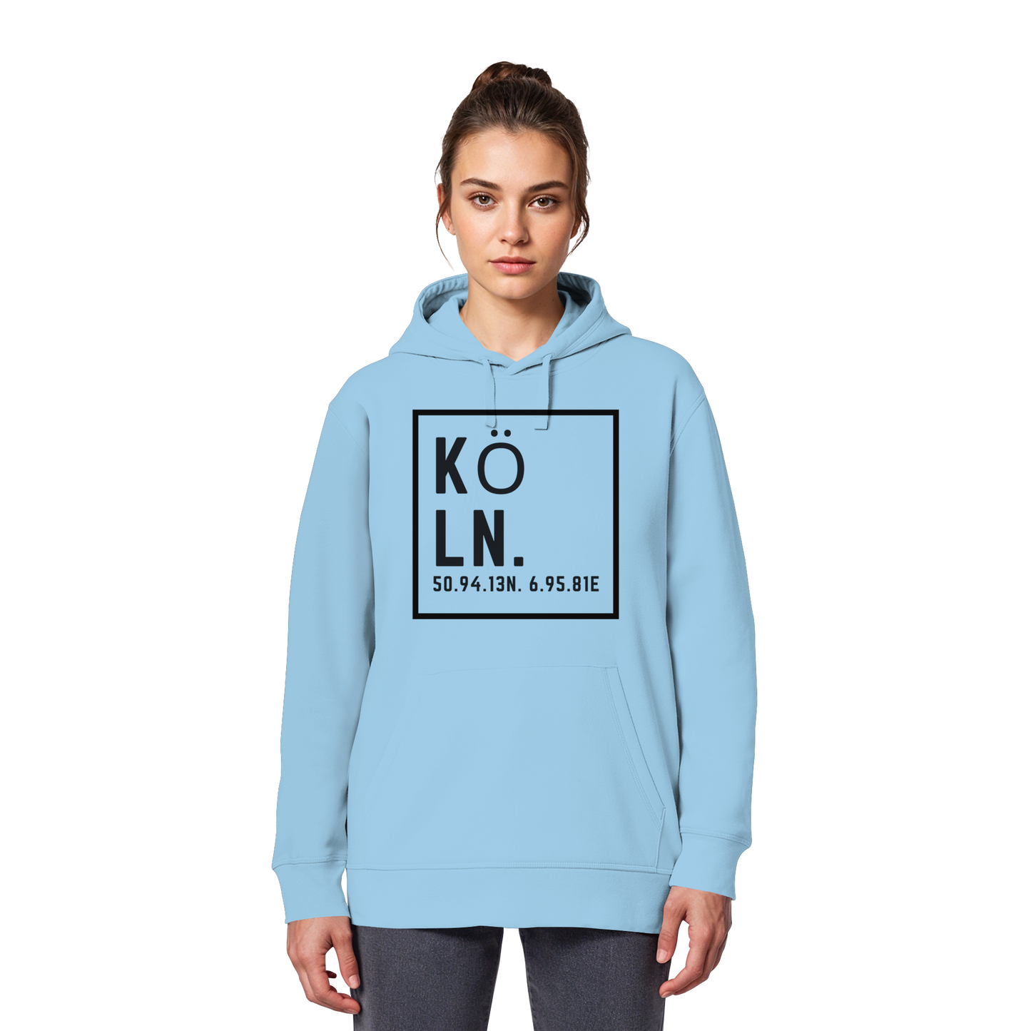 Köln Koordinaten (großer Druck auf der Brust) - Organic Basic Hoodie