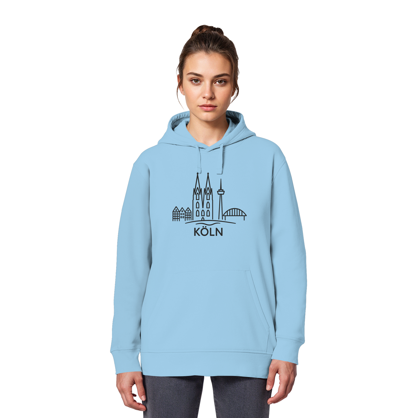 Köln Skyline (großer Druck auf der Brust) - Organic Basic Hoodie