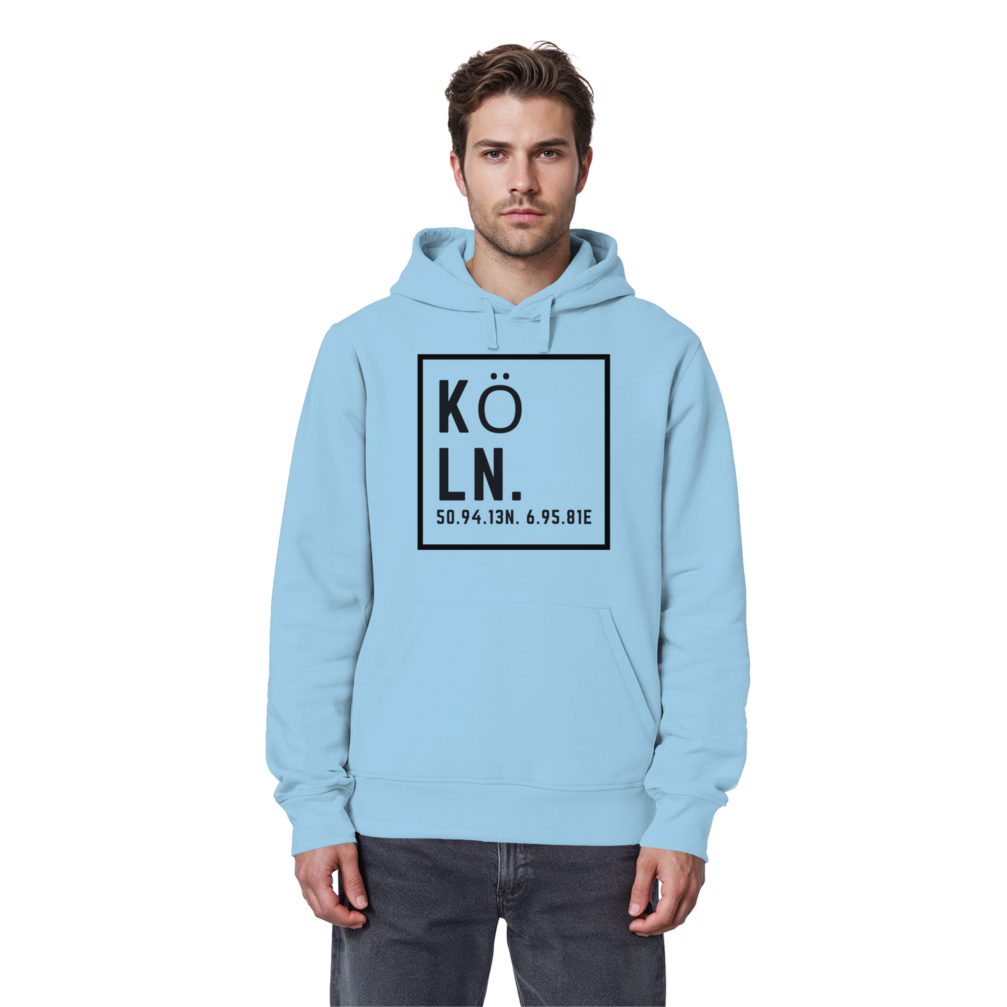 Köln Koordinaten (großer Druck auf der Brust) - Organic Basic Hoodie